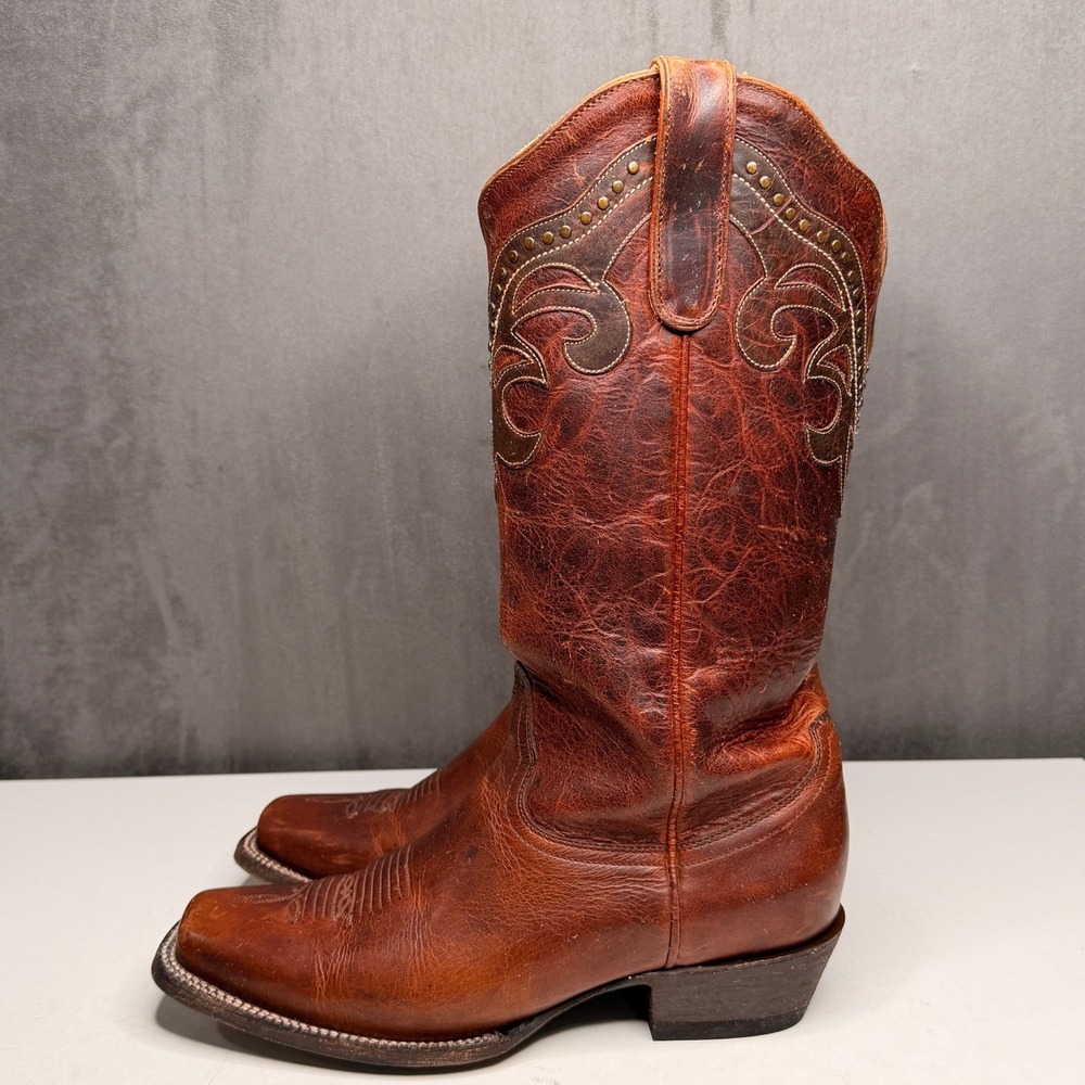 Idyllwind Boots Womens 9B Brown Leather Square Toe Studded Tough Cookie Western - Picture 2 of 10